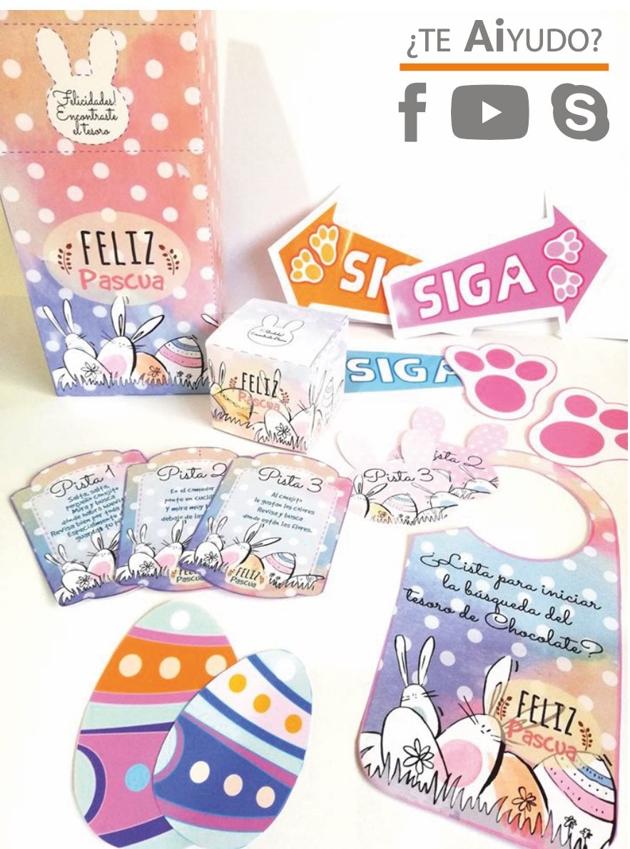 DIGITAL | Pascua 20 | Kit Búsqueda de Huevos | Pistas + Accesorios (Niño/Niña)