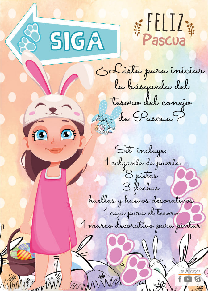 DIGITAL | Pascua 20 | Kit Búsqueda de Huevos | Pistas + Accesorios (Niño/Niña)
