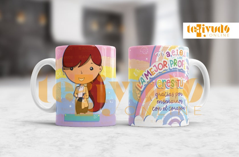 DIGITAL | Profesora 24 | Rainbow Colors | Tazones