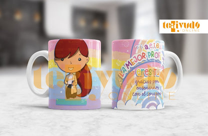 DIGITAL | Profesora 24 | Rainbow Colors | Tazones