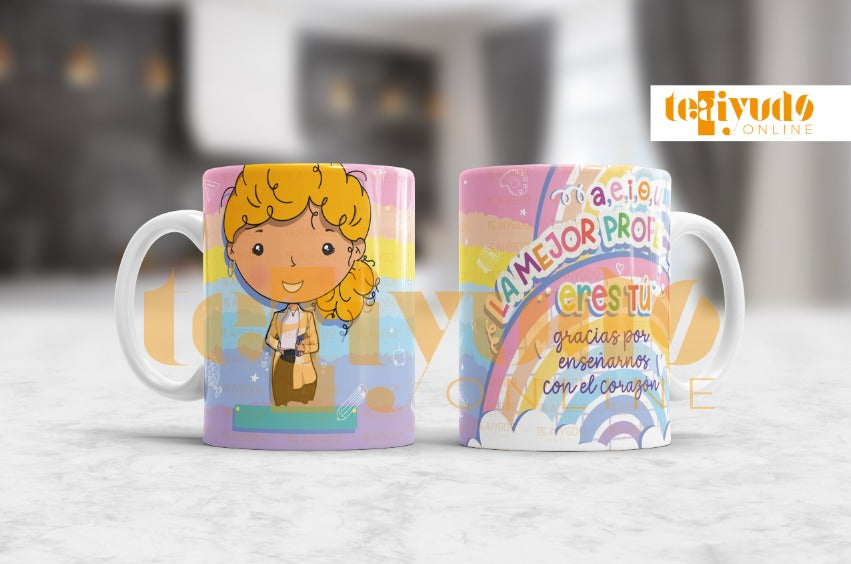 DIGITAL | Profesora 24 | Rainbow Colors | Tazones