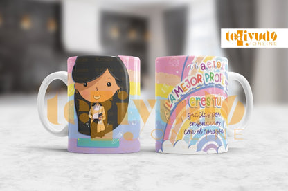 DIGITAL | Profesora 24 | Rainbow Colors | Tazones