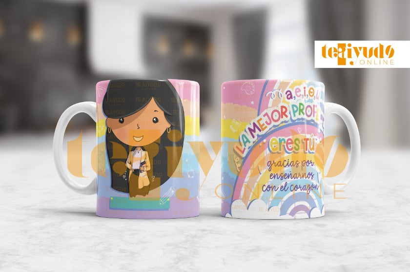 DIGITAL | Profesora 24 | Rainbow Colors | Tazones