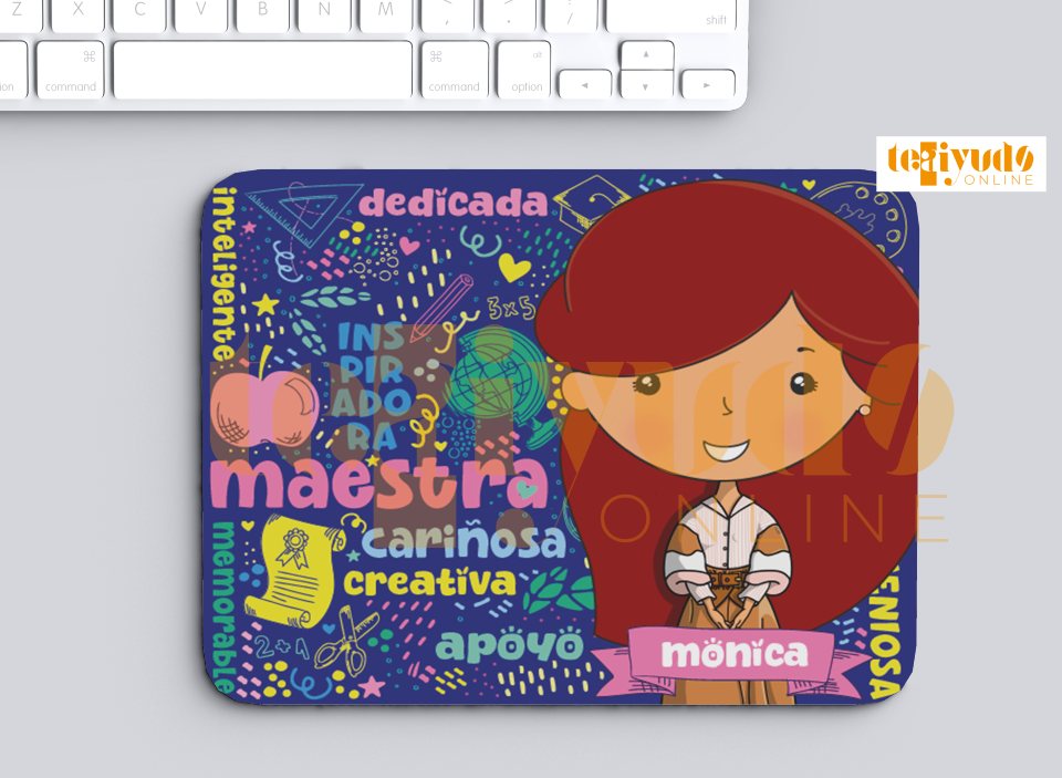 DIGITAL | Profesora 24 | Cute Blue | Estampa Mousepad+Chapitas
