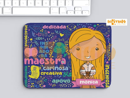 DIGITAL | Profesora 24 | Cute Blue | Estampa Mousepad+Chapitas