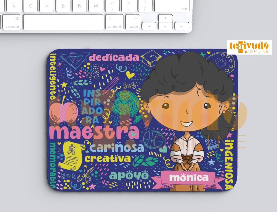 DIGITAL | Profesora 24 | Cute Blue | Estampa Mousepad+Chapitas