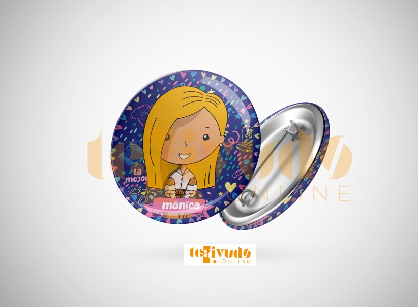 DIGITAL | Profesora 24 | Cute Blue | Estampa Mousepad+Chapitas