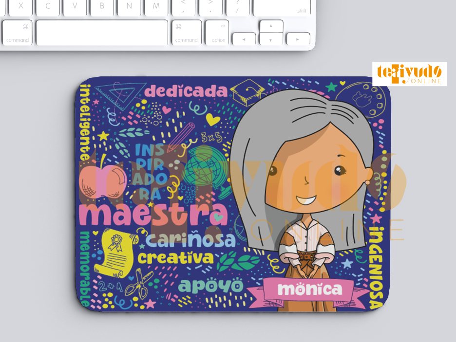 DIGITAL | Profesora 24 | Cute Blue | Estampa Mousepad+Chapitas