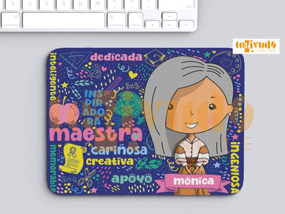 DIGITAL | Profesora 24 | Cute Blue | Estampa Mousepad+Chapitas