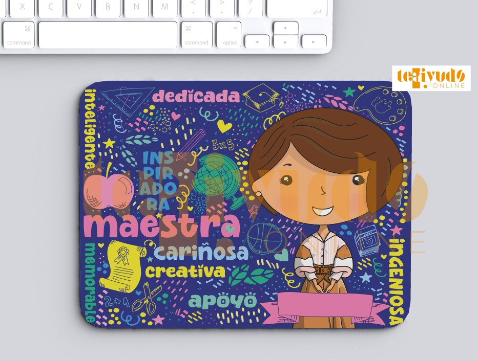 DIGITAL | Profesora 24 | Cute Blue | Estampa Mousepad+Chapitas