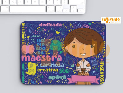 DIGITAL | Profesora 24 | Cute Blue | Estampa Mousepad+Chapitas