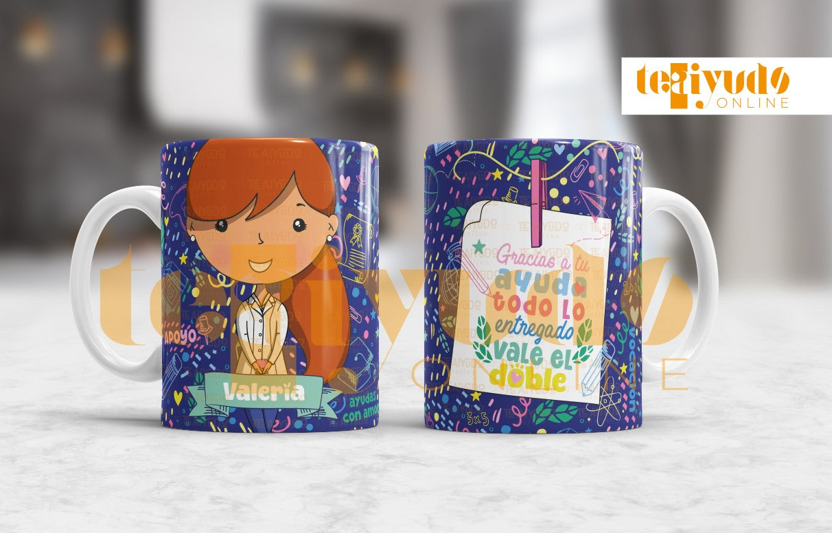 DIGITAL | Asistente 24 | Cute Blue | Tazones, delantal blanco
