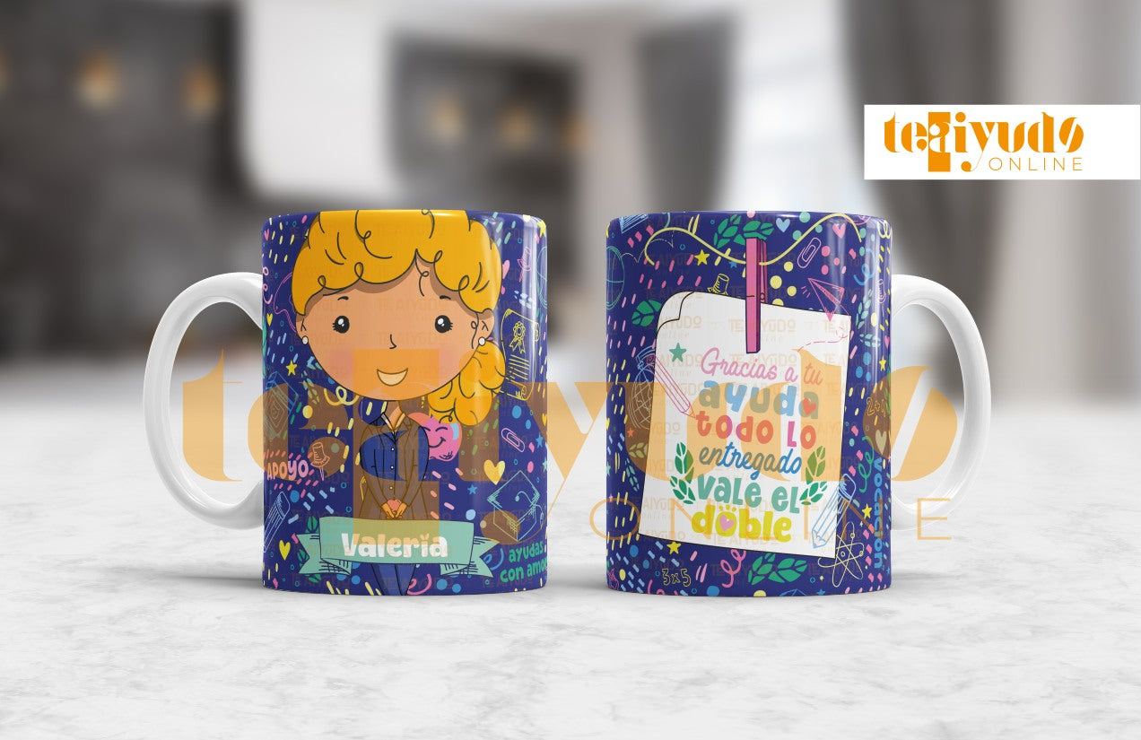 DIGITAL | Asistente 24 | Cute Blue | Tazones, delantal azul