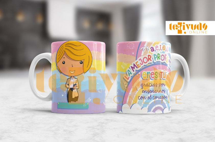 DIGITAL | Profesora 24 | Rainbow Colors | Tazones