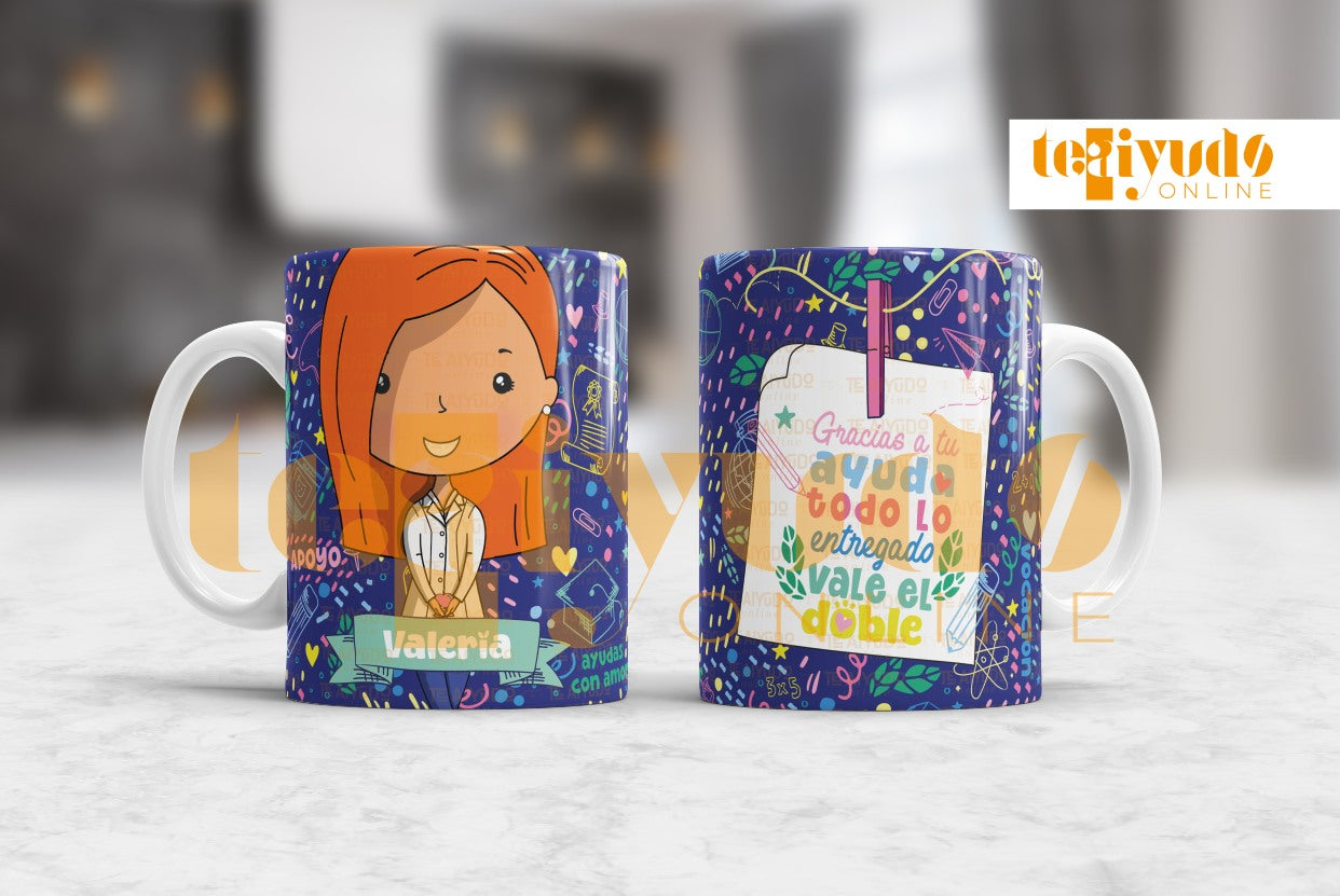 DIGITAL | Asistente 24 | Cute Blue | Tazones, delantal blanco