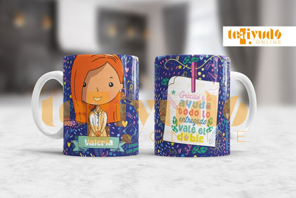 DIGITAL | Asistente 24 | Cute Blue | Tazones, delantal blanco