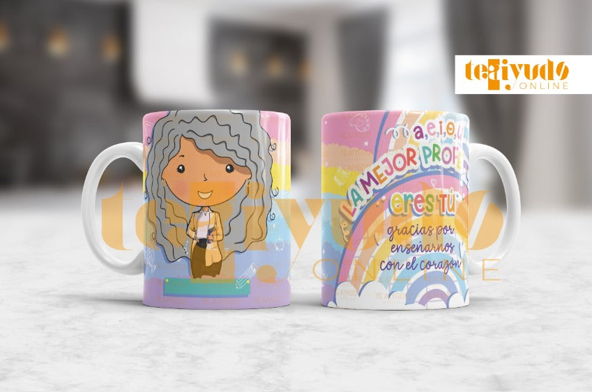 DIGITAL | Profesora 24 | Rainbow Colors | Tazones