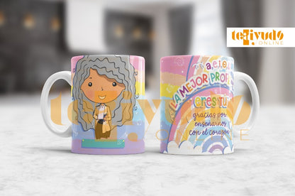 DIGITAL | Profesora 24 | Rainbow Colors | Tazones