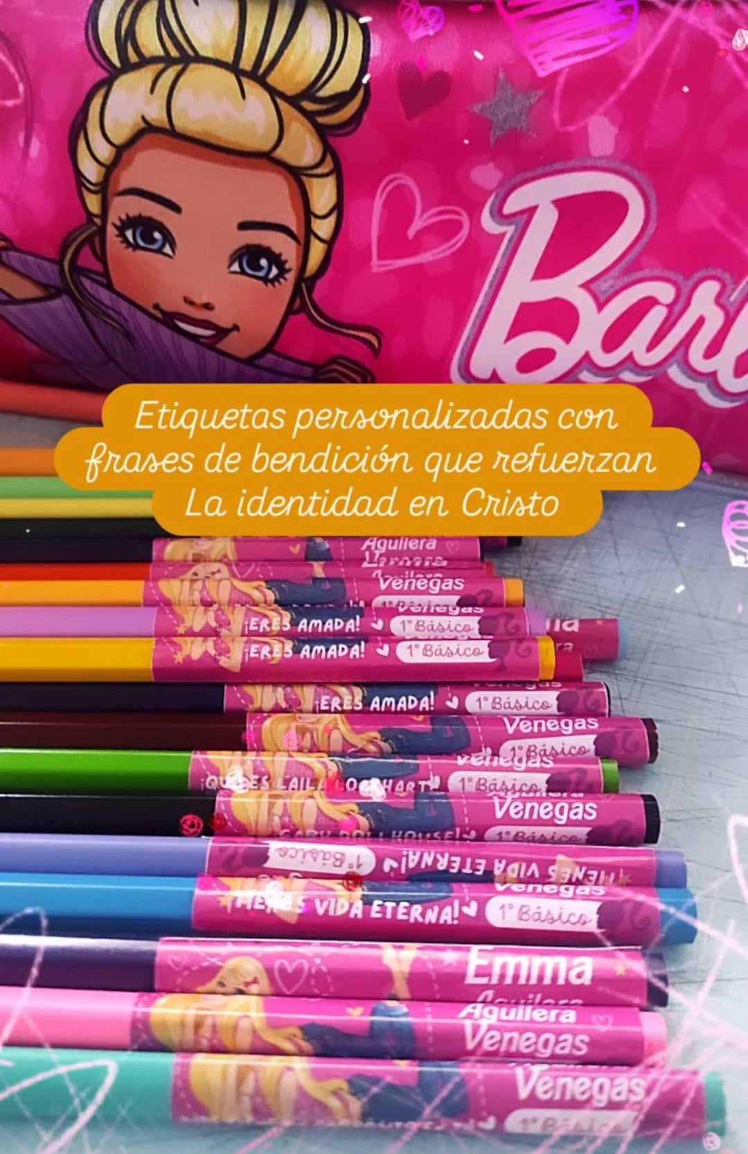 Etiquetas envoltura de lapices colores