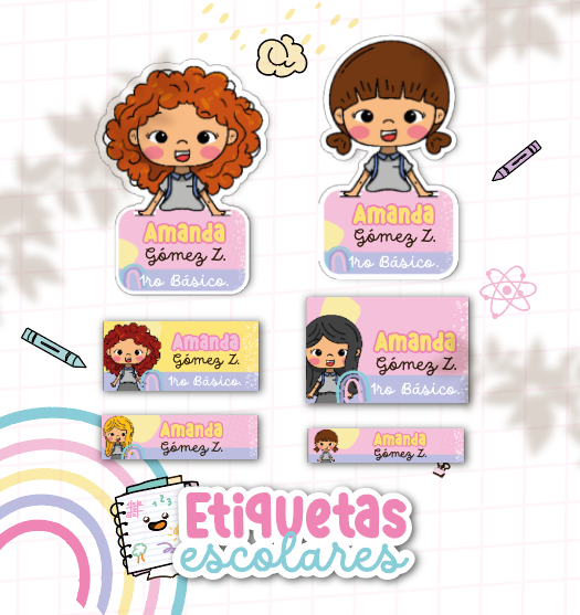 DIGITAL | Escolar 25 | Etiquetas Escolares para Niñas