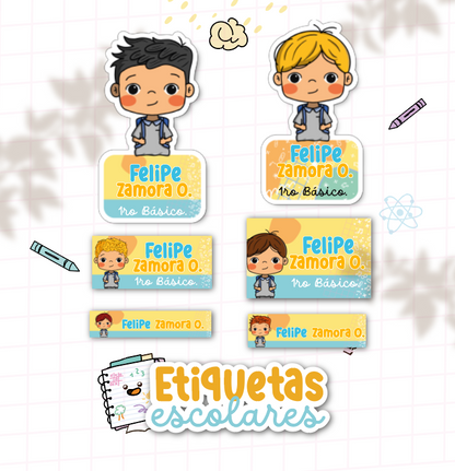 DIGITAL | Escolar 25 | Pack Etiquetas Escolares para Niños