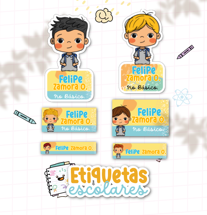 DIGITAL | Escolar 25 | Pack Etiquetas Escolares para Niños