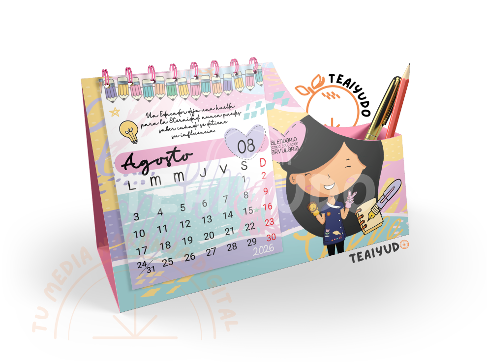 DIGITAL | Téc. Educ. Parvularia 22 | Abstracto | Calendario porta lápiz