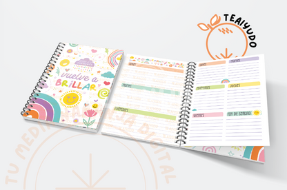 DIGITAL | Planner 2025 | Kit "Vuelve a Brillar" A5 + Accesorios Editables y Regalos Exclusivos