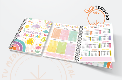 DIGITAL | Planner 2025 | Kit "Vuelve a Brillar" A5 + Accesorios Editables y Regalos Exclusivos