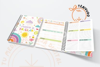 DIGITAL | Planner 2025 | Kit "Vuelve a Brillar" A5 + Accesorios Editables y Regalos Exclusivos