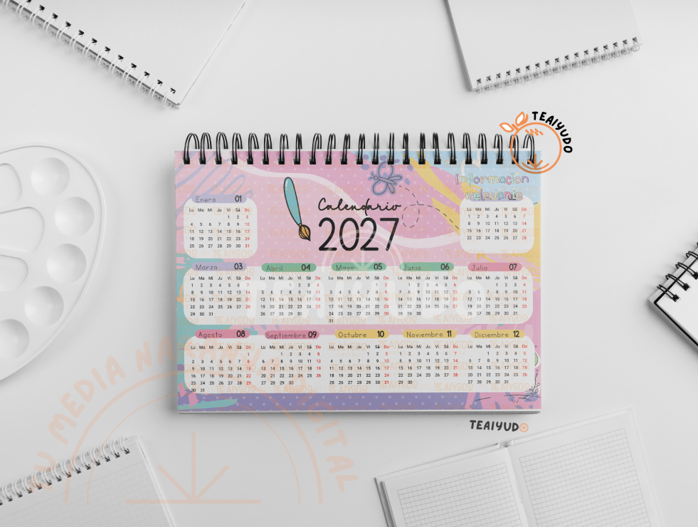DIGITAL | Téc. Educ. Parvularia 22 | Abstracto | Calendario Horizontal