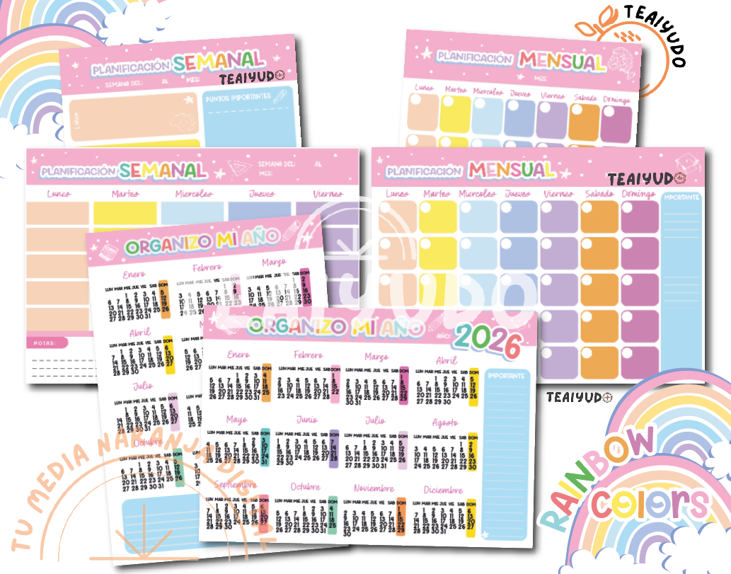 DIGITAL | Profesora 24 | Rainbow colors | Encolado mensual/semanal A4